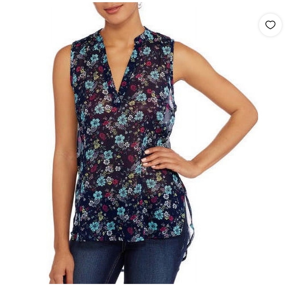 Navy floral medium No Boundaries hi low tunic top